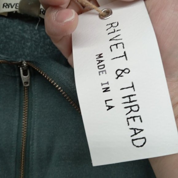 Rivet & Thread Sweater Womens Small Dusty Green Pullover 1/4 Zip Crop Madewell - Picture 4 of 8